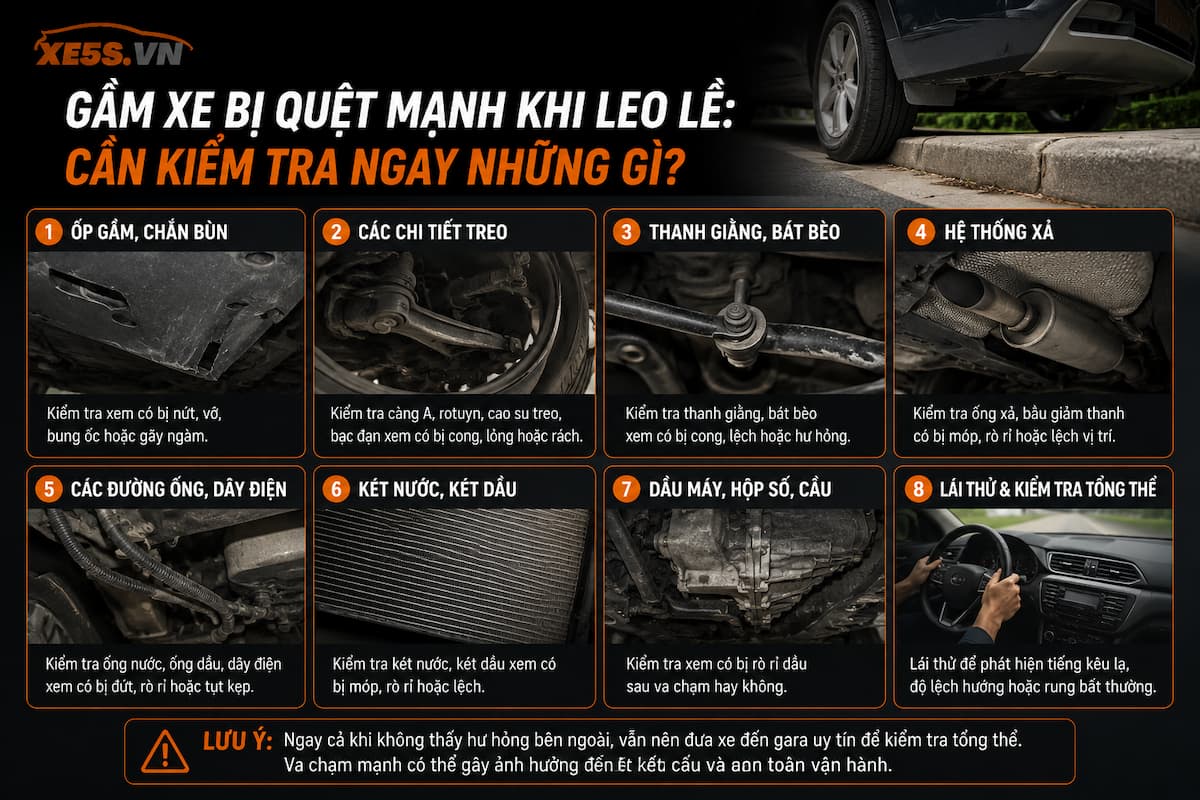 Gầm xe bị quẹt mạnh khi leo lề