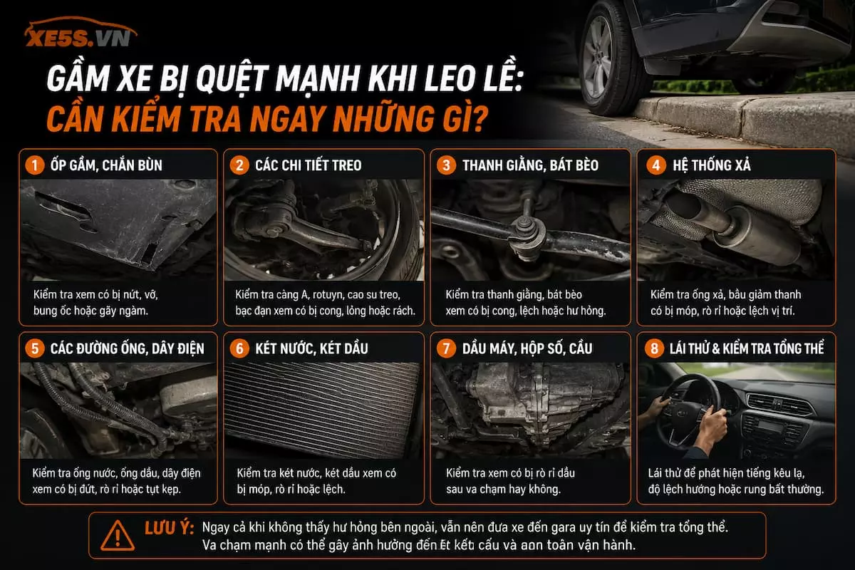 Gầm xe bị quẹt mạnh khi leo lề