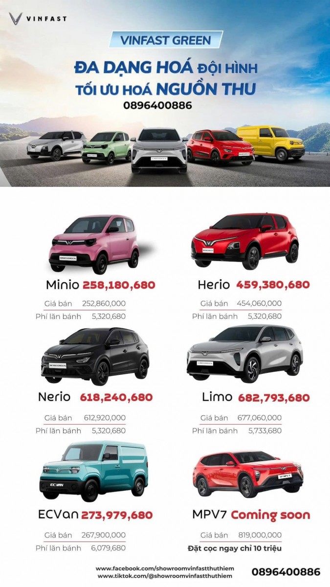 Bảng gi&aacute; xe Vinfast