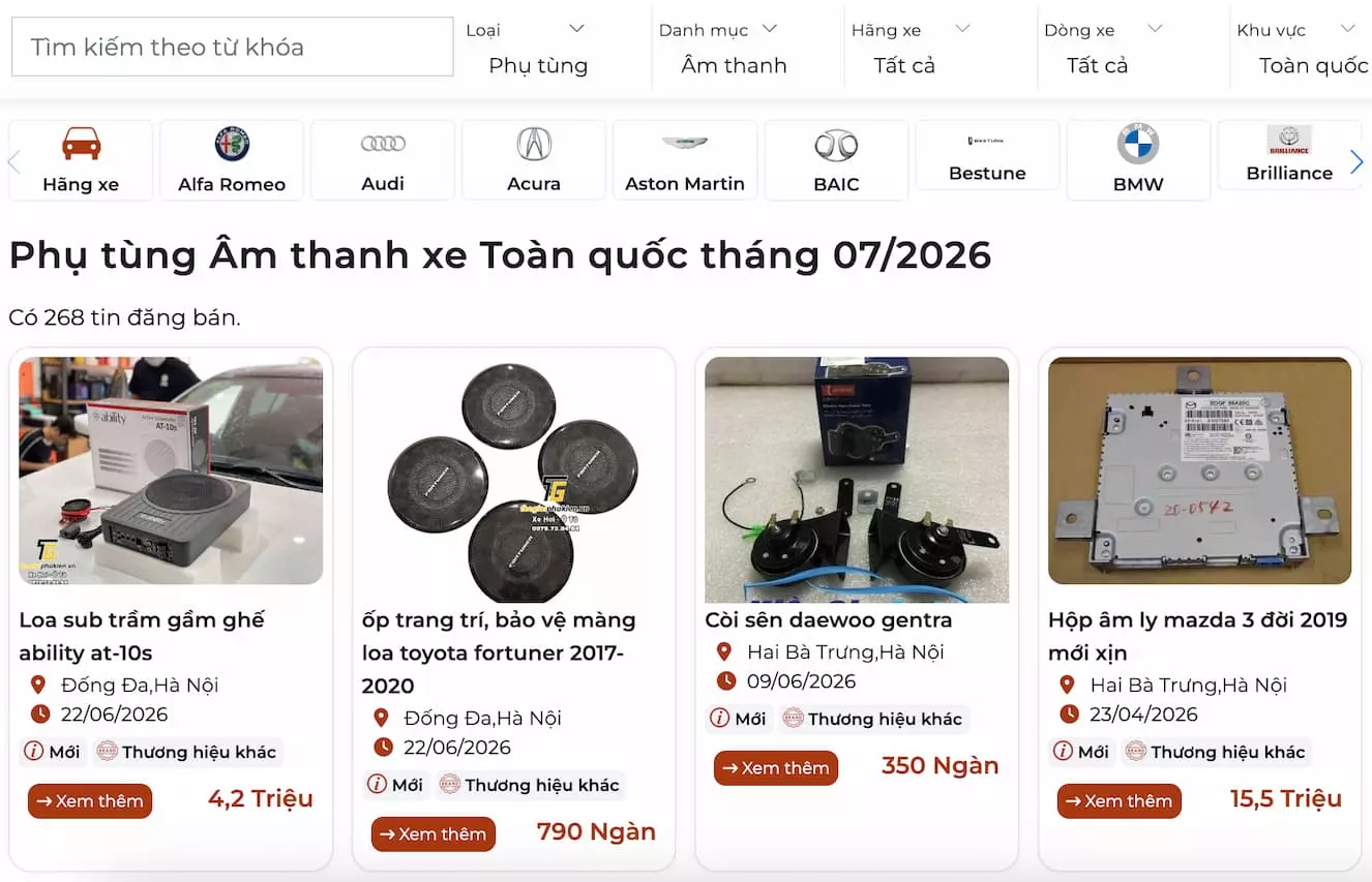 Mua b&aacute;n phụ t&ugrave;ng &ocirc; t&ocirc;