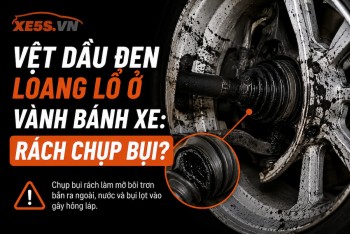 Vệt dầu đen loang lổ ở vành bánh xe: Rách chụp bụi?