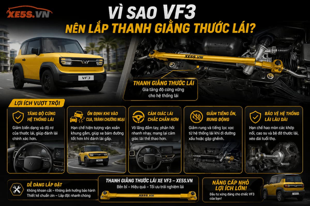 Vì sao Vf3 nên lắp thanh giằng thước lái?