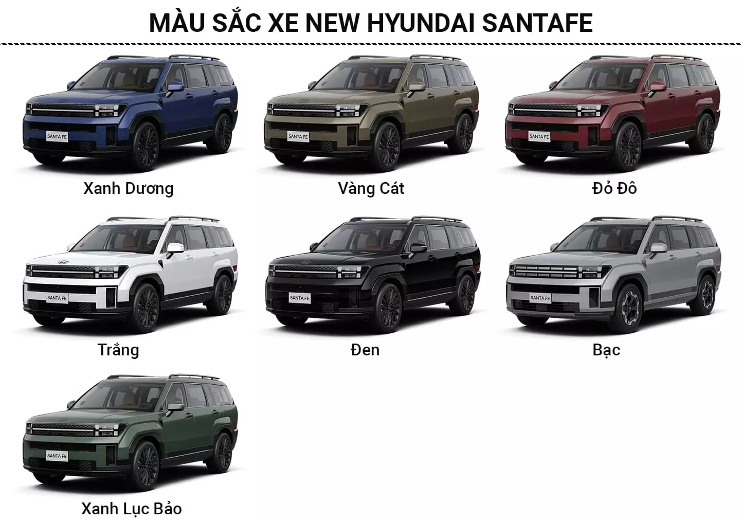 Màu sắc xe Hyundai Santafe