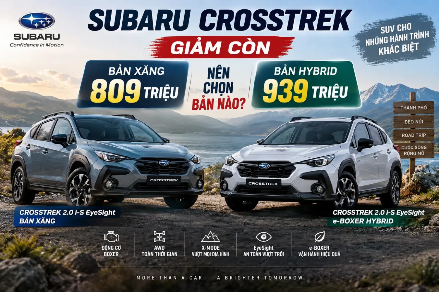 Subaru Crosstrek giảm còn 809 triệu bản xăng, 939 triệu bản Hybrid – Nên lựa chọn phiên bản nào?