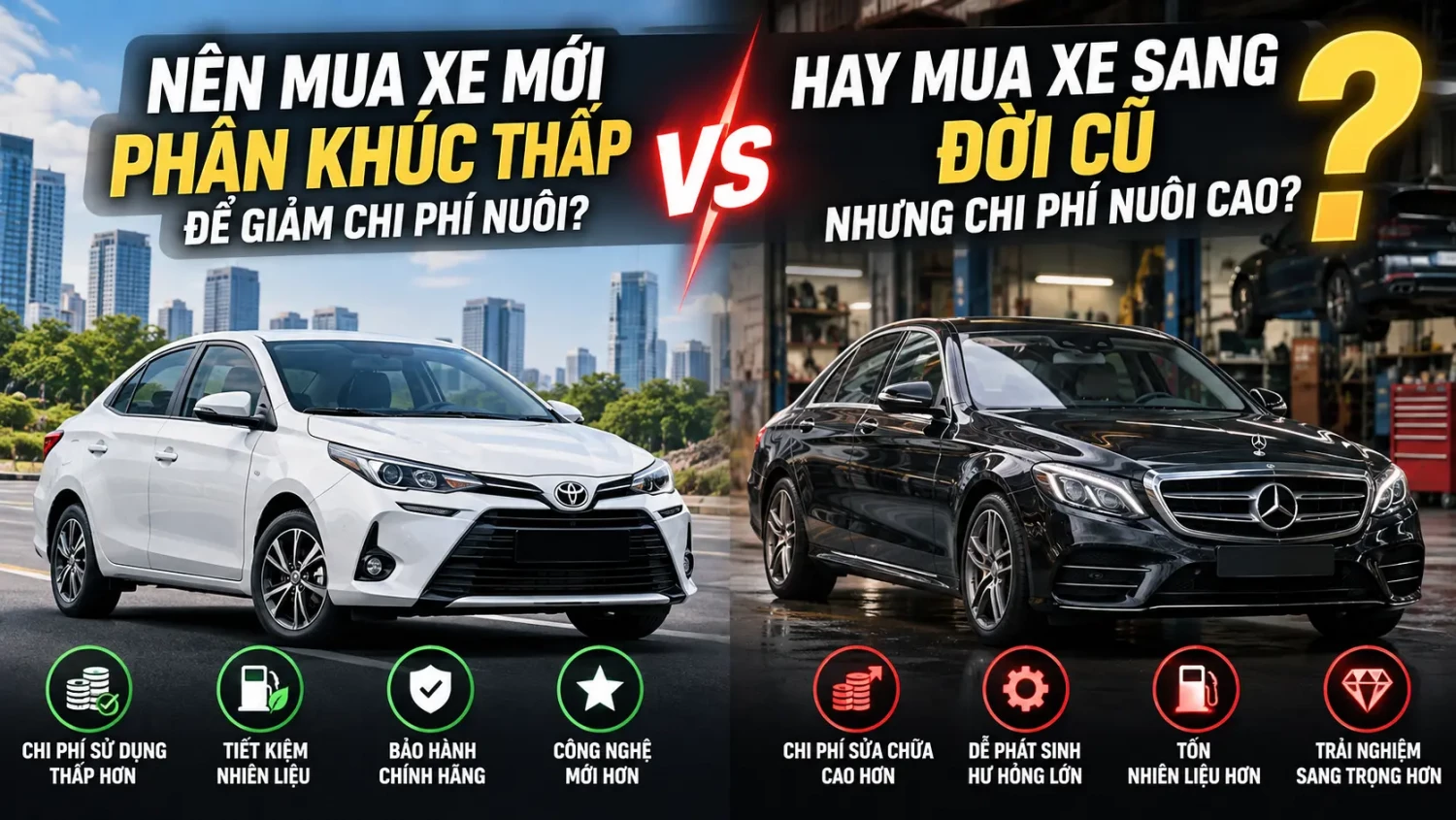 Nên mua xe mới phân khúc thấp để tiết kiệm chi phí hay mua xe sang đời cũ dù chi phí nuôi cao?