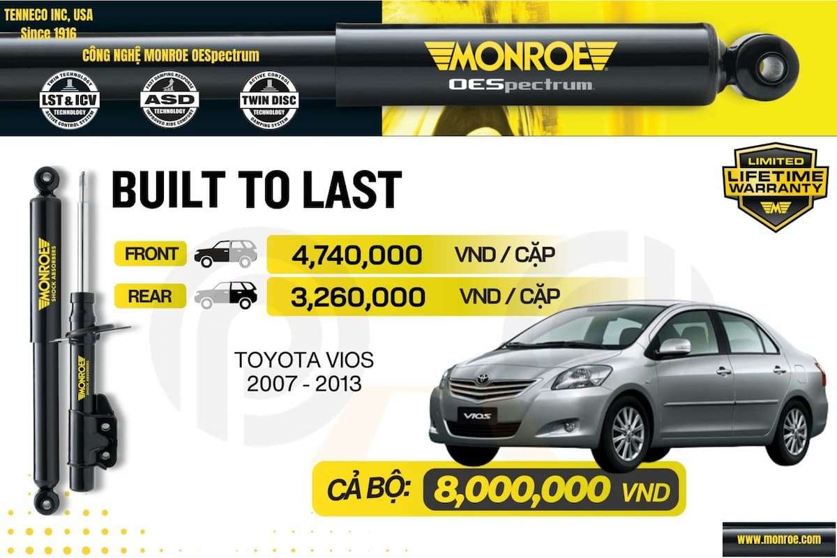 Phuộc giảm xóc monroe – toyota vios 2007-2013