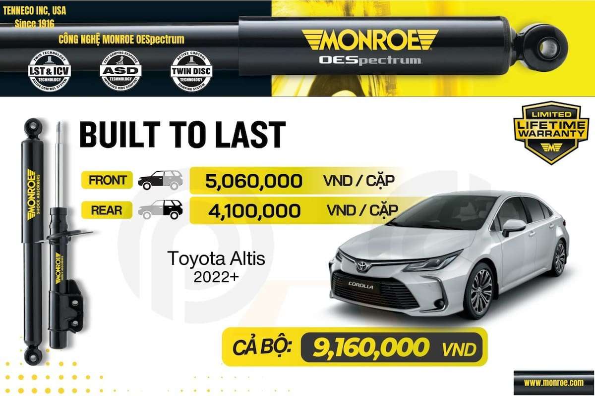 Phuộc giảm xóc monroe – toyota altis 2022+