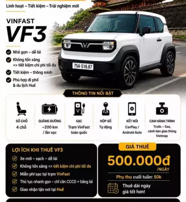 Cho thuê xe Vinfast VF3 tại Huế