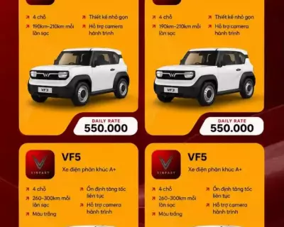 Cho thuê xe Vinfast VF3, VF5 tại HCM