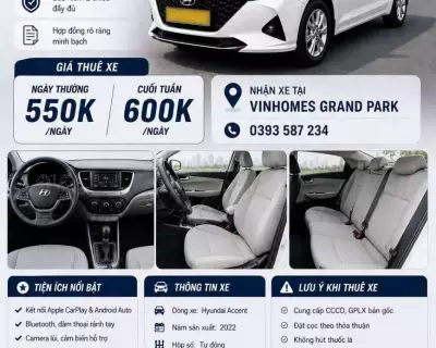 Cho thuê xe HYUNDAI ACCENT 2022 tại HCM